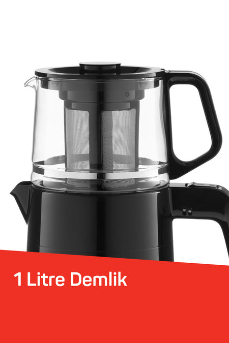 Arzum AR3134 Dreamtea Tea Maker, 1 L Teapot Capacity, 1650 W, Black - MALLTURK