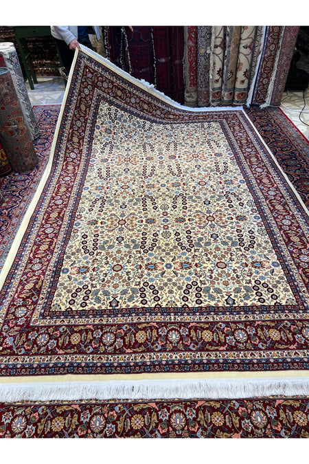 RD RAMAZAN DAG Hand Rug Art Hand-Woven Sumerbank Hereke Rug Signed Seven Mountains Flower Premium Quality Size 300x200 - MALLTURK