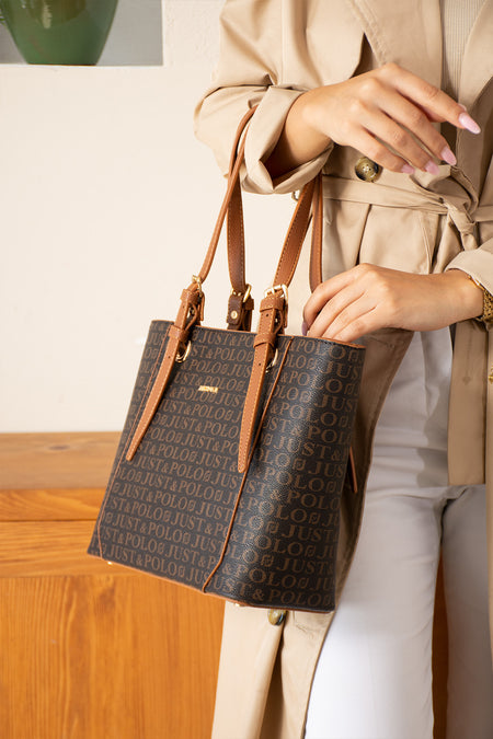 Just Polo Original Women's Brown New Season 4-Compartment Luxury Soft Leather Adjustable Stylish Shoulder Bag - MALLTURK