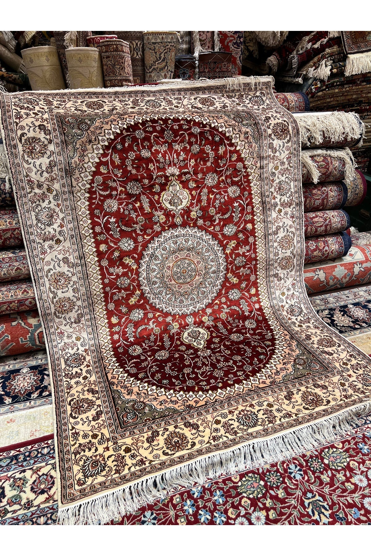 RD RAMAZAN DAG Hand Rug Art Hand-Woven Chinese Silk Rug 1.90x120