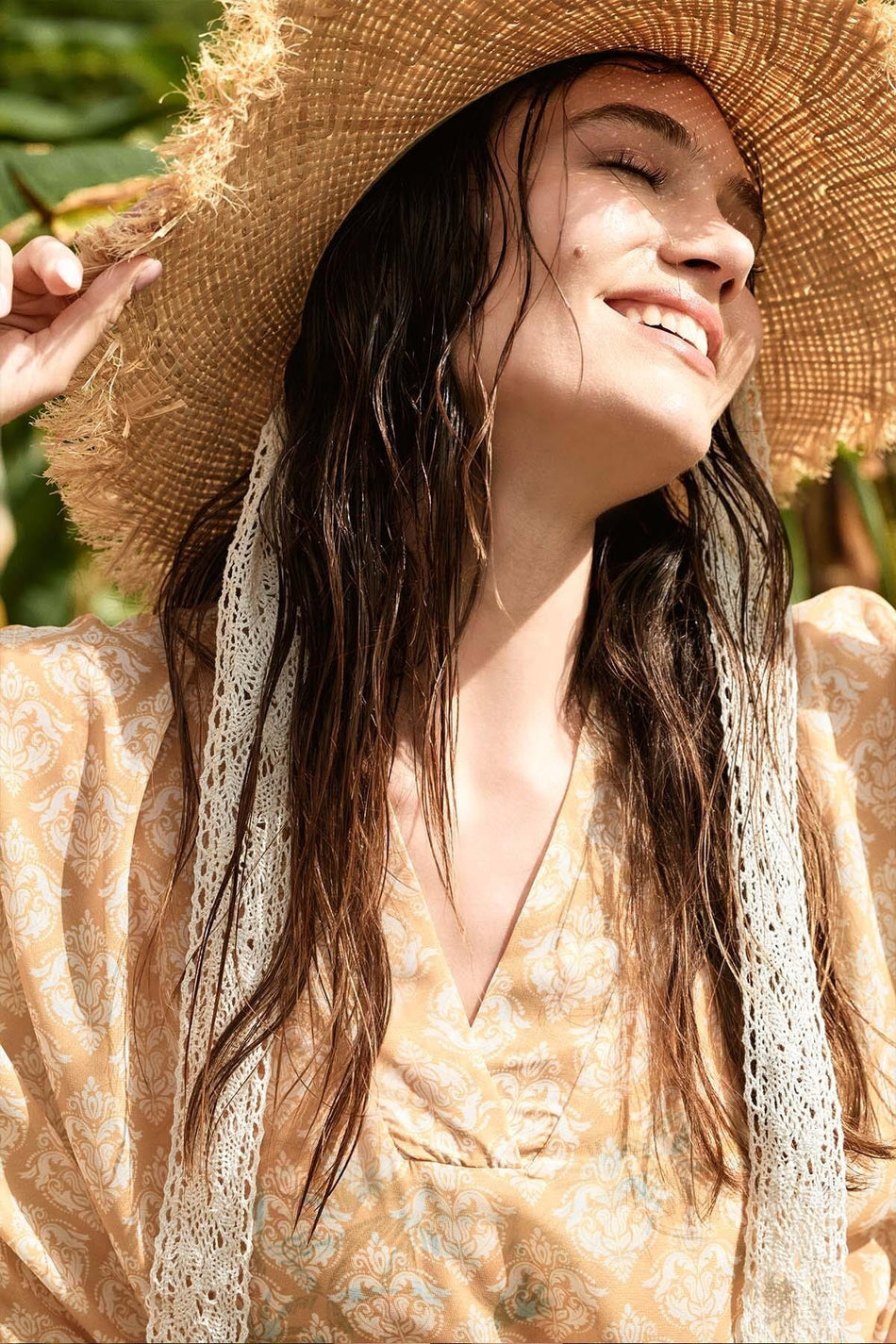 Hasema Lace Detail Straw Beach Hat 2044 - MALLTURK
