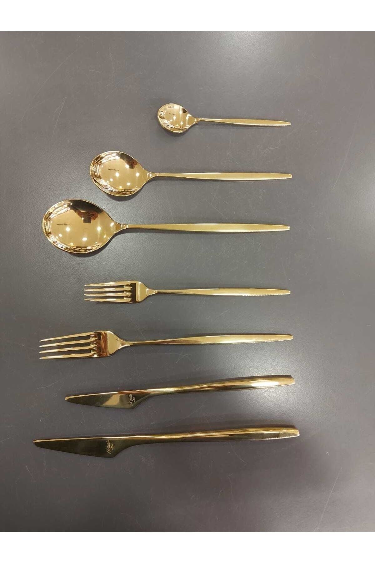 Aryildiz studio 89 Piece Flatware Set parlak gold - MALLTURK
