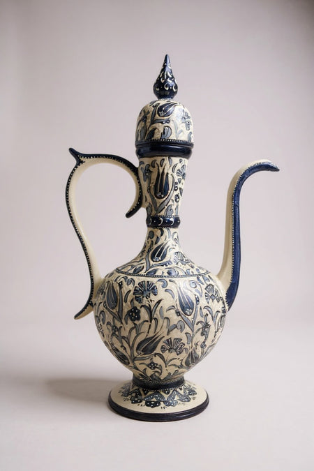 STORESZA Handmade 55cm Sable Craftsmanship Navy Blue and White Antique Porcelain Jug Vase - MALLTURK
