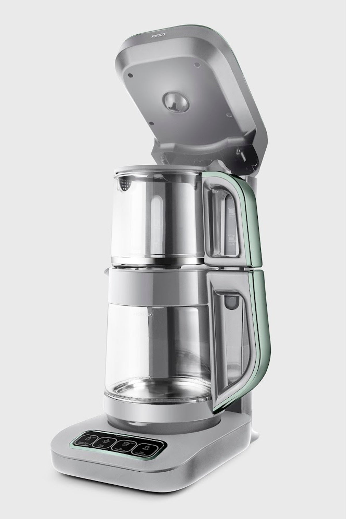 Karaca Tea Lover Robotea Pro 4 in 1 Talking Glass Tea Maker Soft Green - MALLTURK
