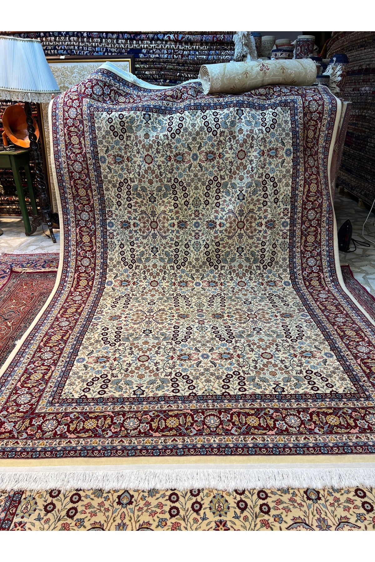 RD RAMAZAN DAG Hand Rug Art Hand-Woven Sumerbank Hereke Rug Signed Seven Mountains Flower Premium Quality Size 300x200 - MALLTURK