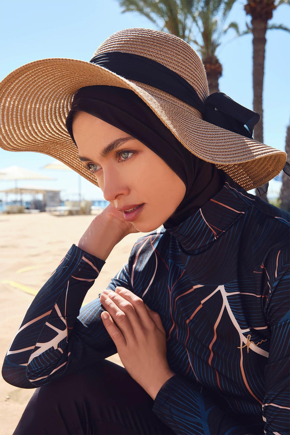 Hasema Bowknot Earth-Shaped Straw Hat