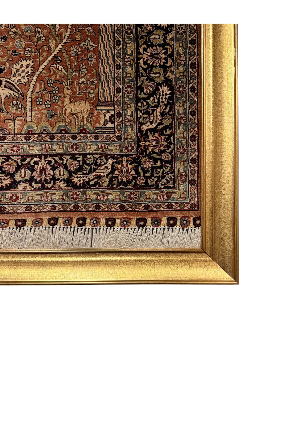 BURAK Rug Hand-Woven Pure Silk Rug Collectible Wall Rug 78x123 Tree of Life Design %100 Has Silk