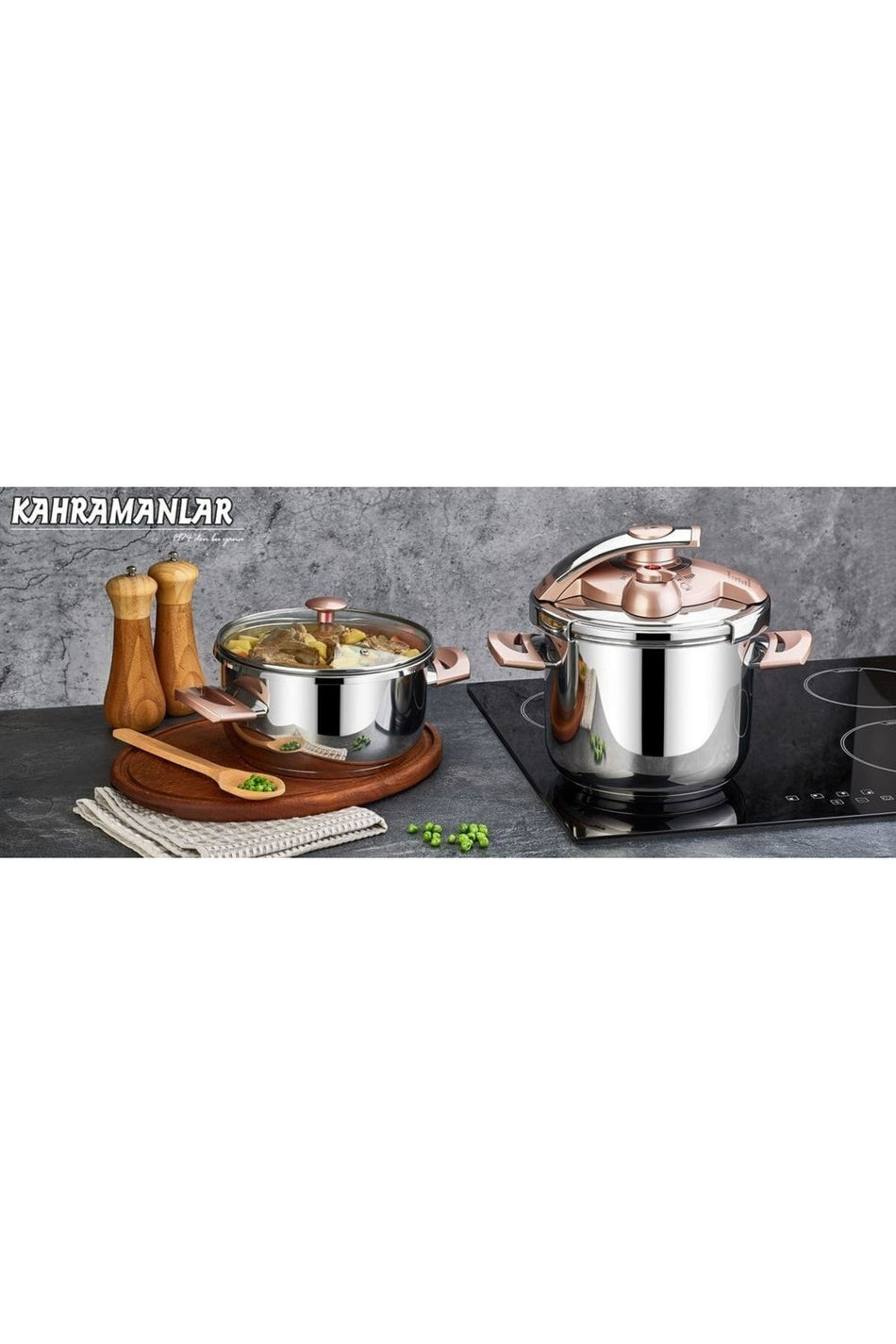 Kahramanlar Deluxe Rose 4-6 Liter Set of 2 Automatic Pressure Cookers 2145