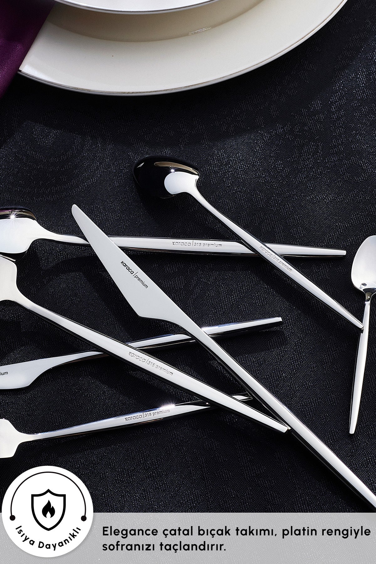 Karaca moongate 84 Piece 12 Place Setting 316 Steel premium Fork Spoon - MALLTURK