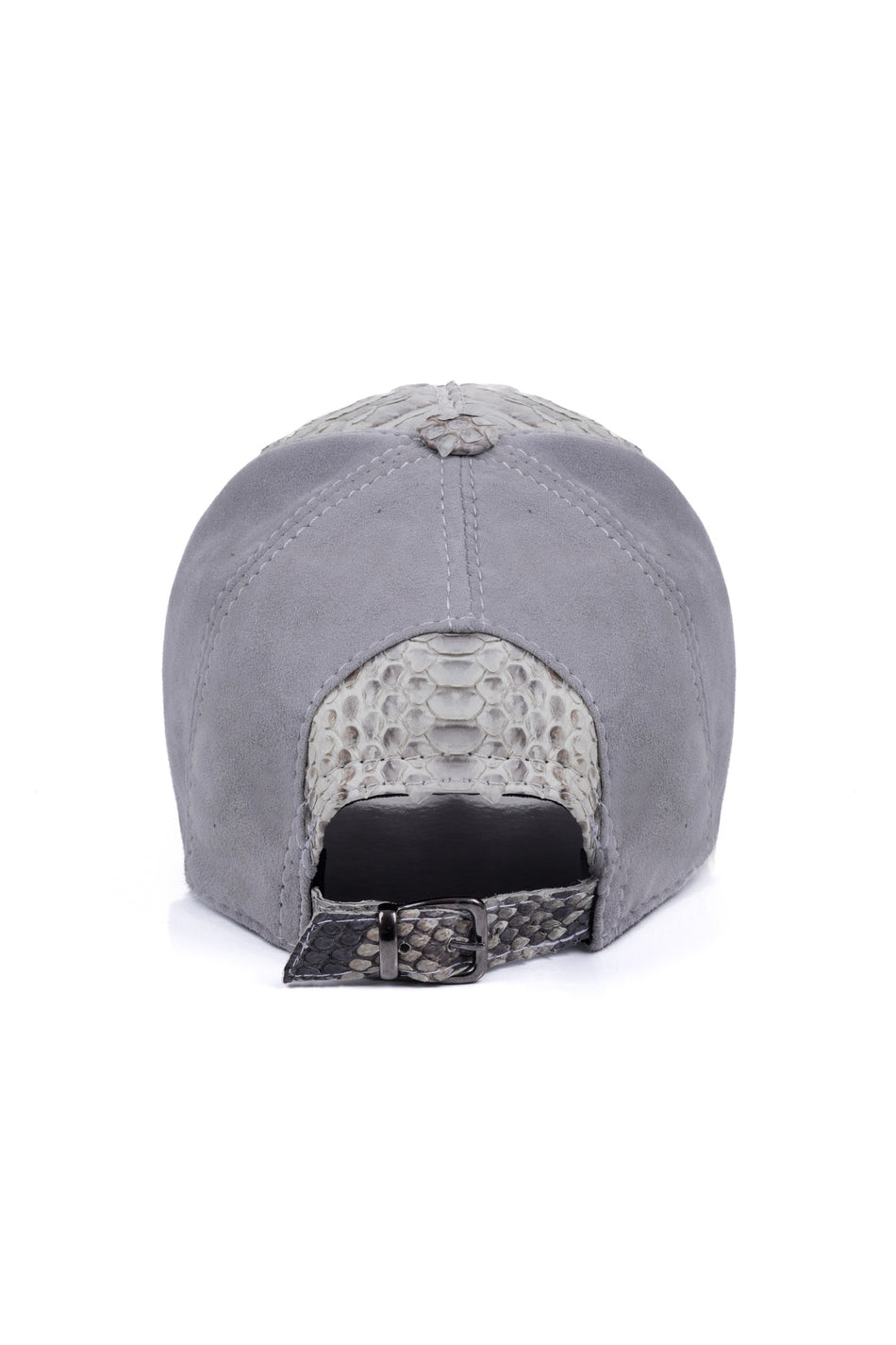 Fubileather Genuine Snake Skin Suede Detail Baseball Cap Pink