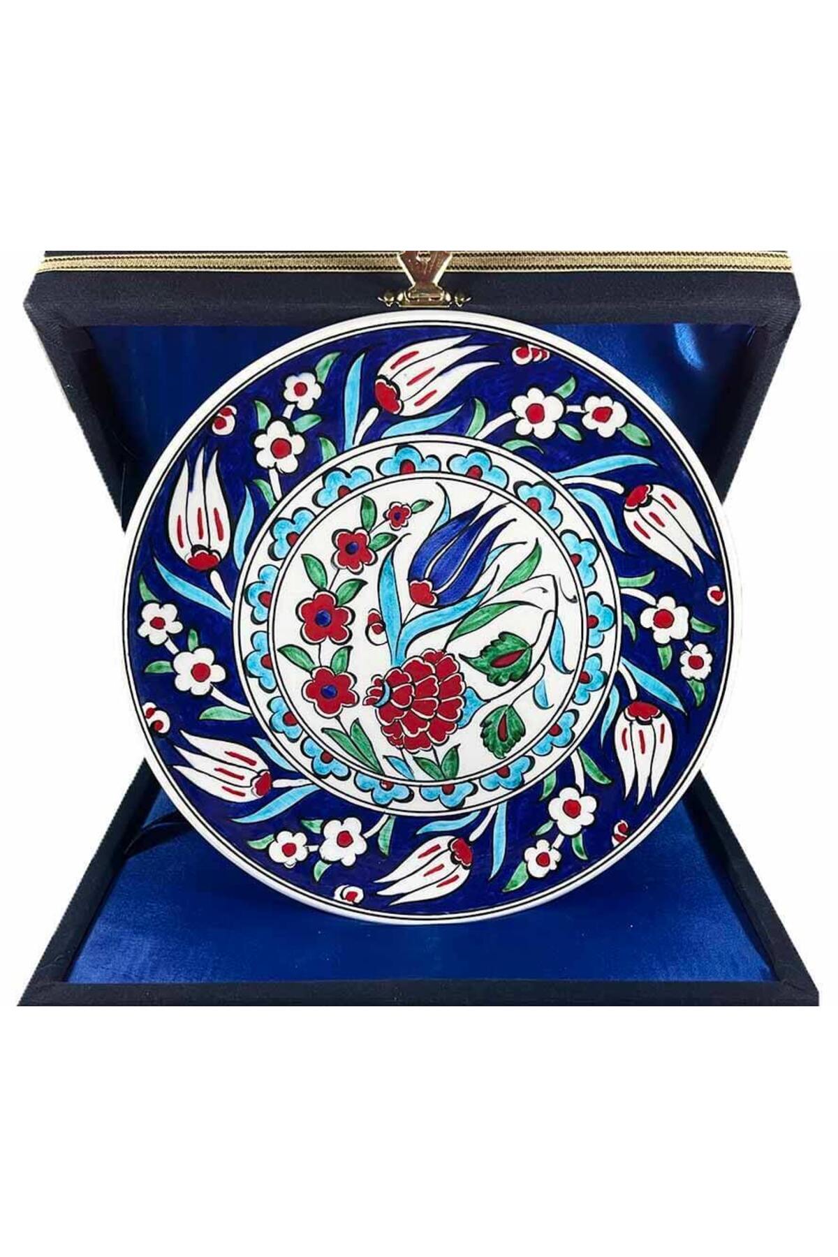 Cini Evi Iznik Tile Plate Pomegranate Cicegi and Tulip Garden Patterned 18 cm - MALLTURK