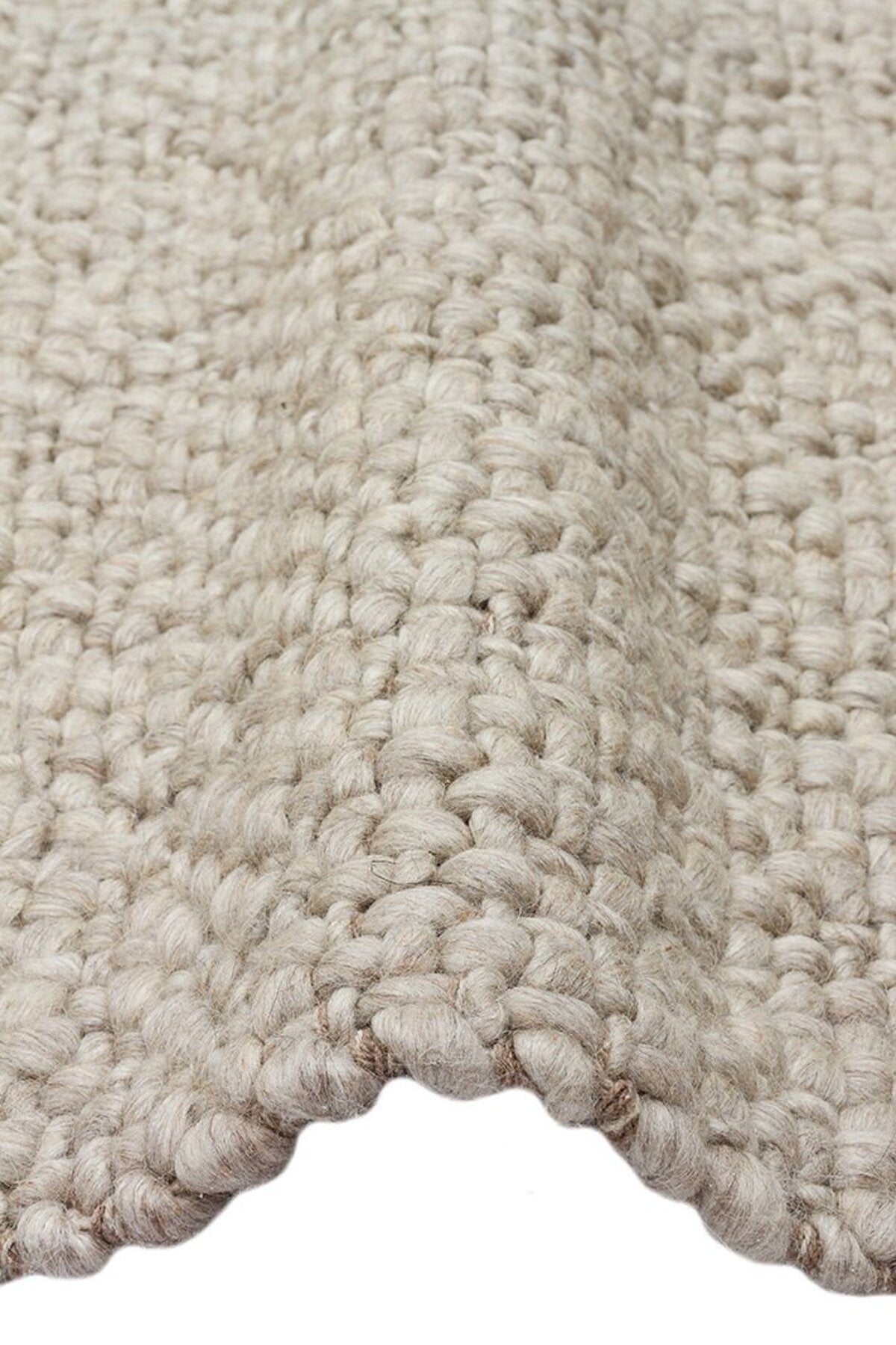Vog Rug Loopy Hand-Woven Pure Wool and Cotton Rug Scandinavian Style Soft Textured Beige/Gray/Cream Color VogCHK