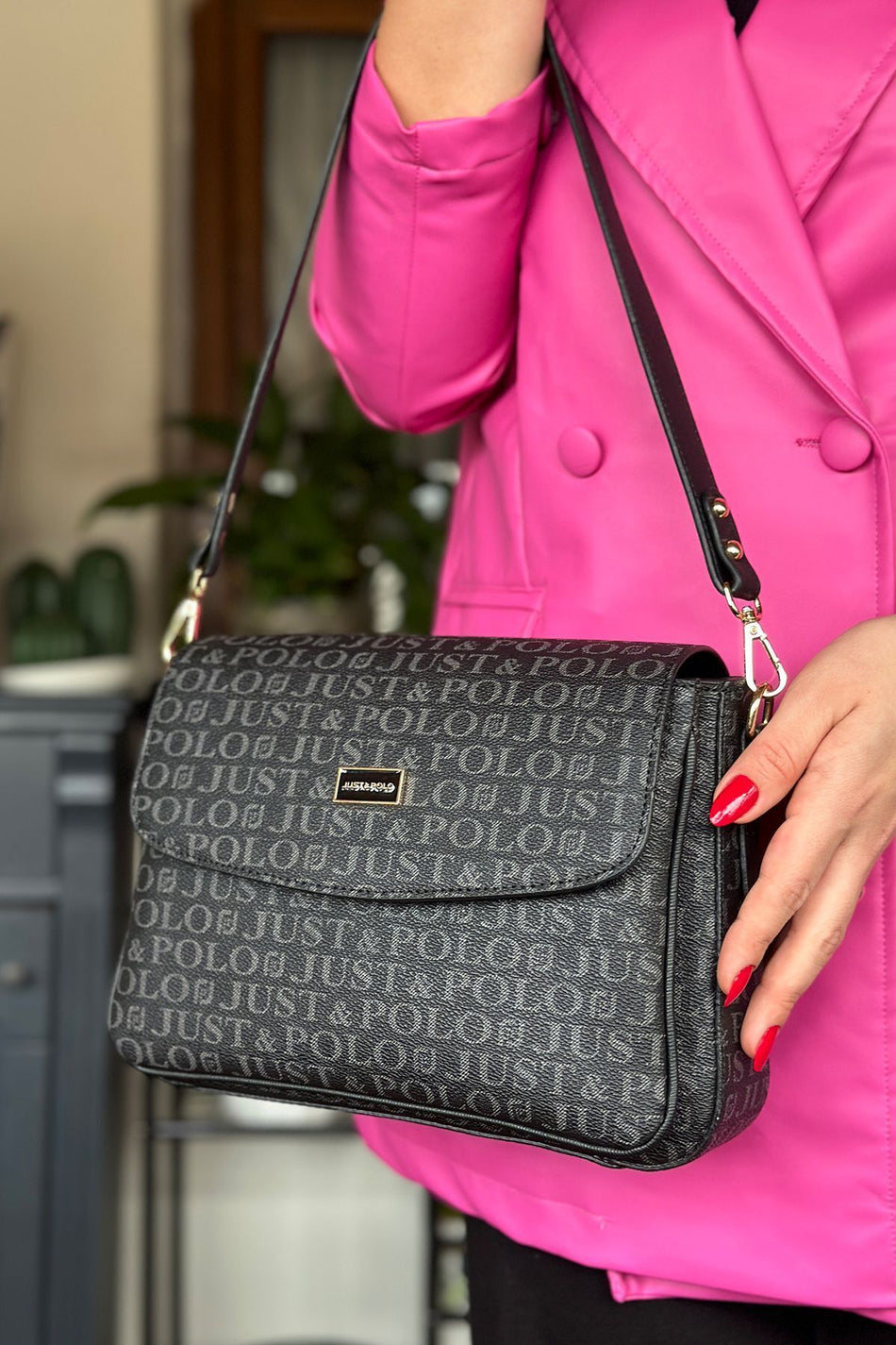 Just Polo Large SIZE 2-Strap Magnetic Closure Multi-Compartment Everyday Women's Shoulder Bag AS5008 - MALLTURK