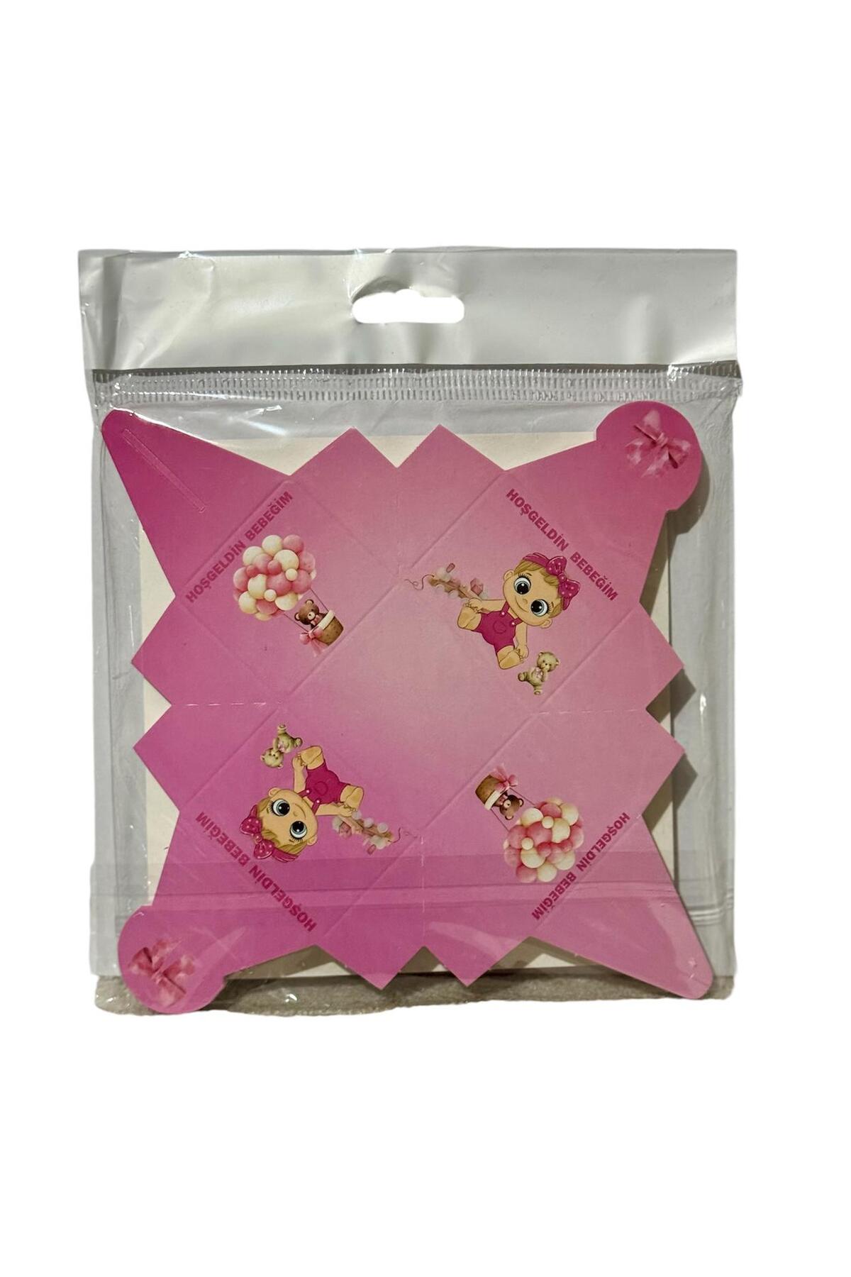Alya -BUTIK Pink Baby Printed Turkish Delight Box Welcome Baby Printed 25 Pieces - MALLTURK