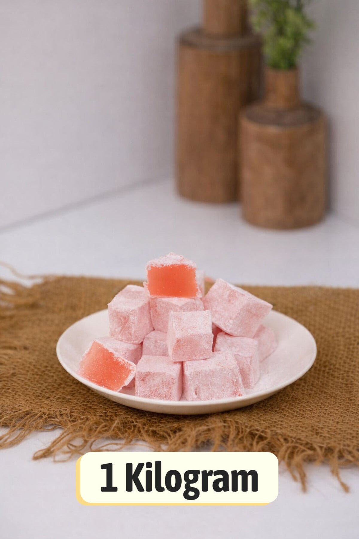 ULKU KURUYEMIS 1 kg Fresh Soft tozlu Rose Flavored Turkish Delight Gift Box Sweet Snack 1 Premium Quality - MALLTURK