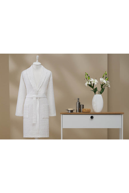 Ozdilek Textured Waffle Shawl Collar Bathrobe - MALLTURK