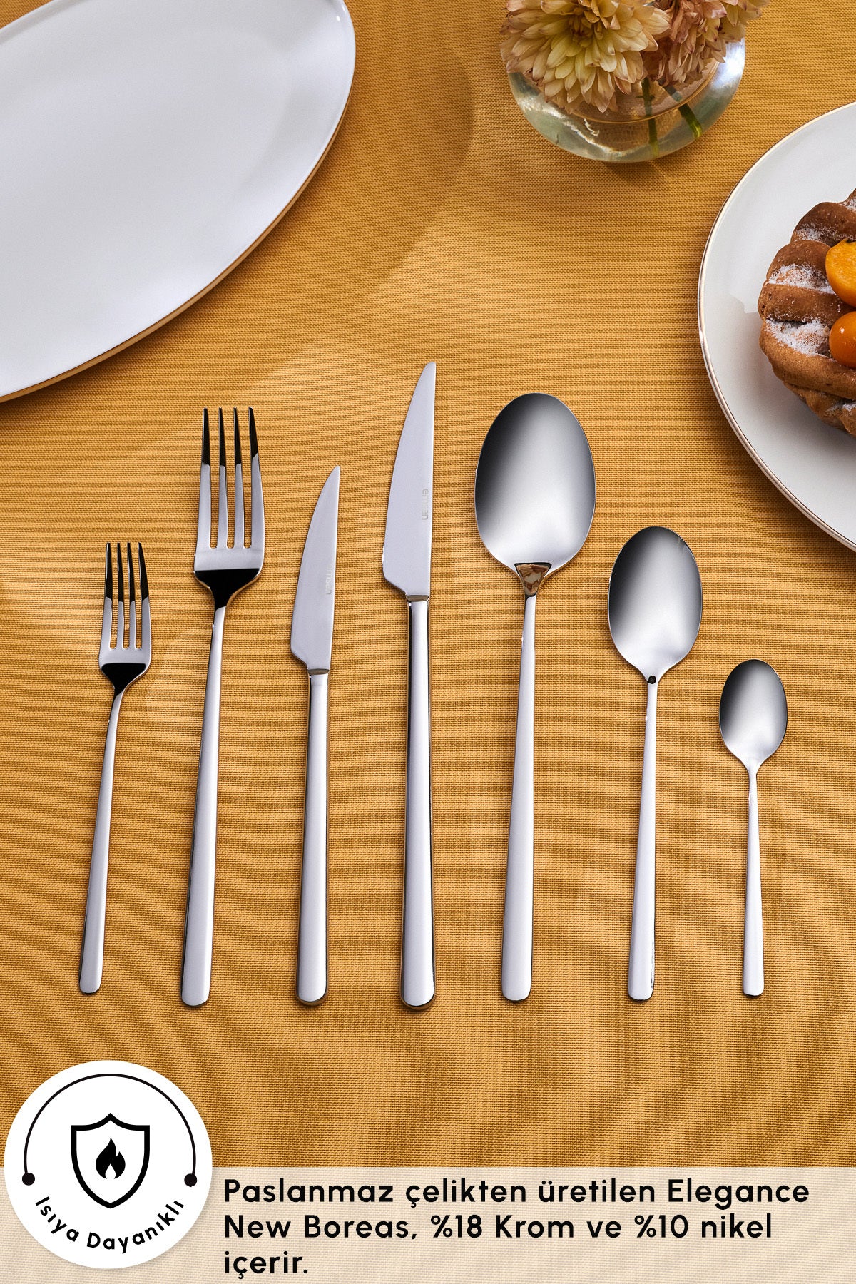 Emsan boreas platin 12 Place Setting 84 Piece Flatware Set - MALLTURK