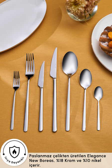 Emsan boreas platin 12 Place Setting 84 Piece Flatware Set - MALLTURK