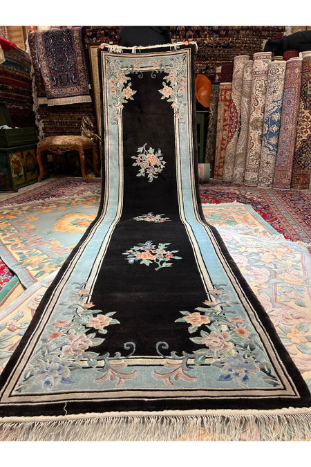 RD RAMAZAN DAG Hand Rug Art Hand-Woven Embossed Silk Chinese Rug Size 310x80 - MALLTURK