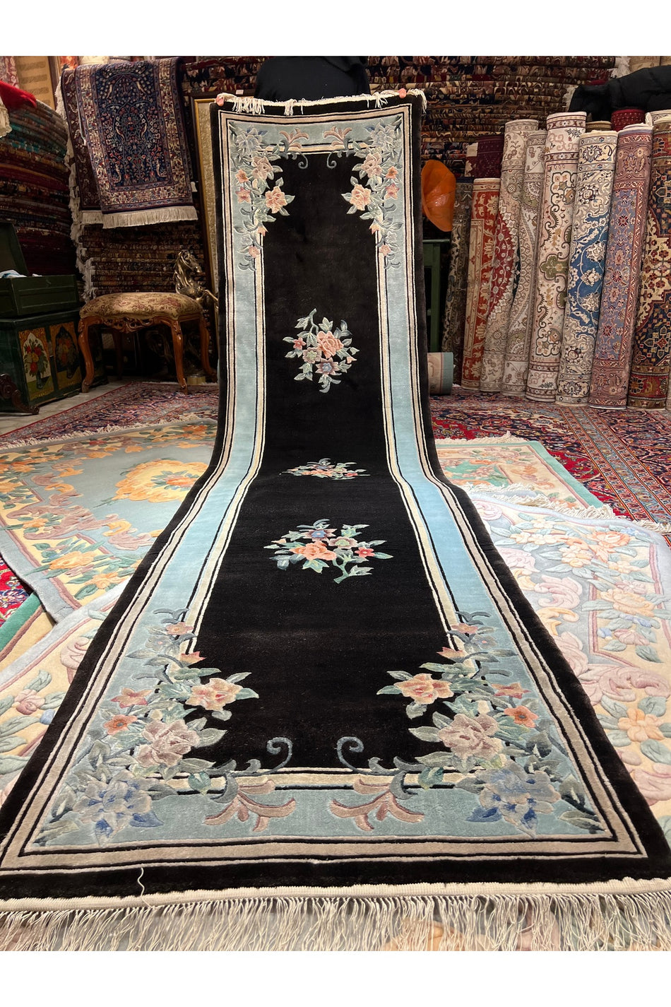 RD RAMAZAN DAG Hand Rug Art Hand-Woven Embossed Silk Chinese Rug Size 310x80