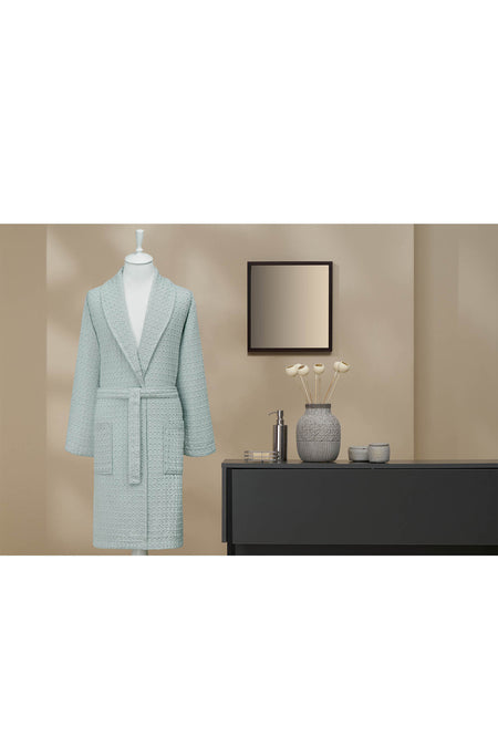 Ozdilek Textured Waffle Shawl Collar Bathrobe - MALLTURK