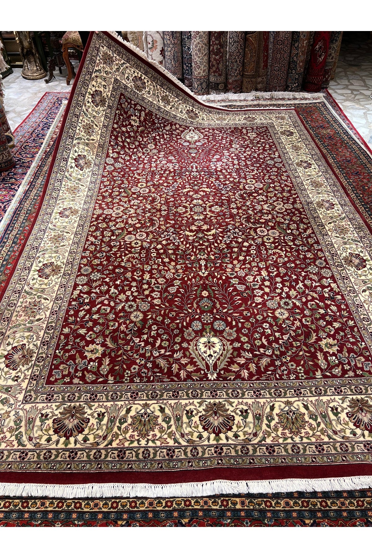 RD RAMAZAN DAG Hand Rug Art Hand-Woven Indian Rug Hereke Design Size 300x200 - MALLTURK
