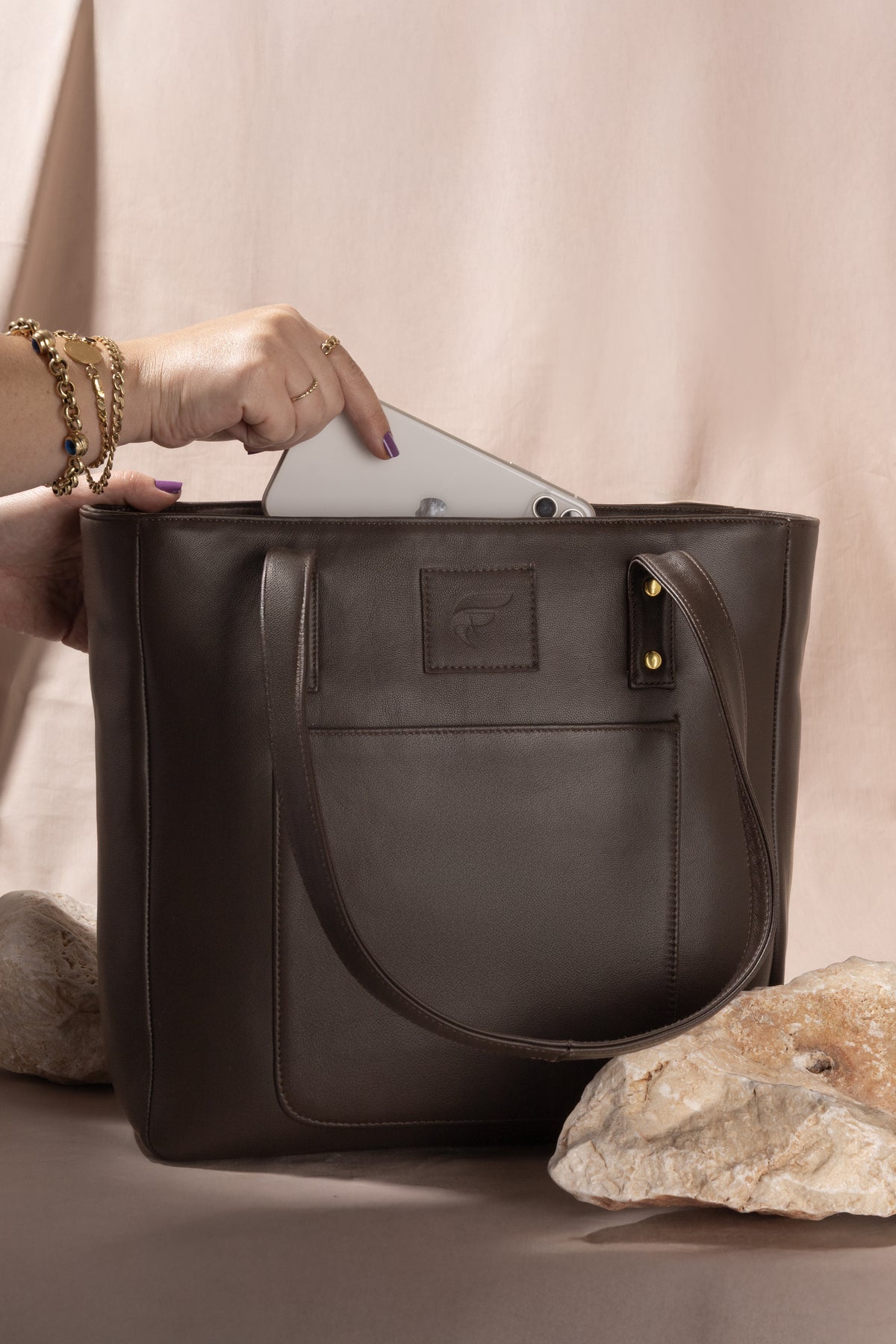Fubileather Genuine Leather Medium Tote Bag Shoulder and Arm Bag