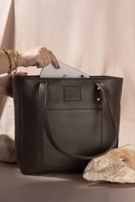 Fubileather Genuine Leather Medium Tote Bag Shoulder and Arm Bag