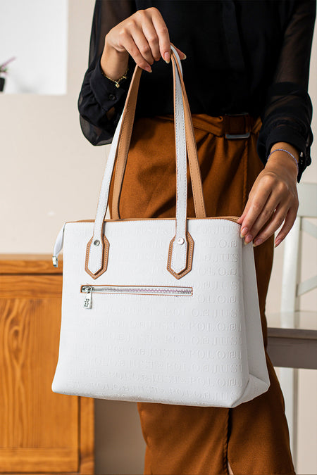 Just Polo White Tan Women's Shoulder Bag JPMB4028 - MALLTURK