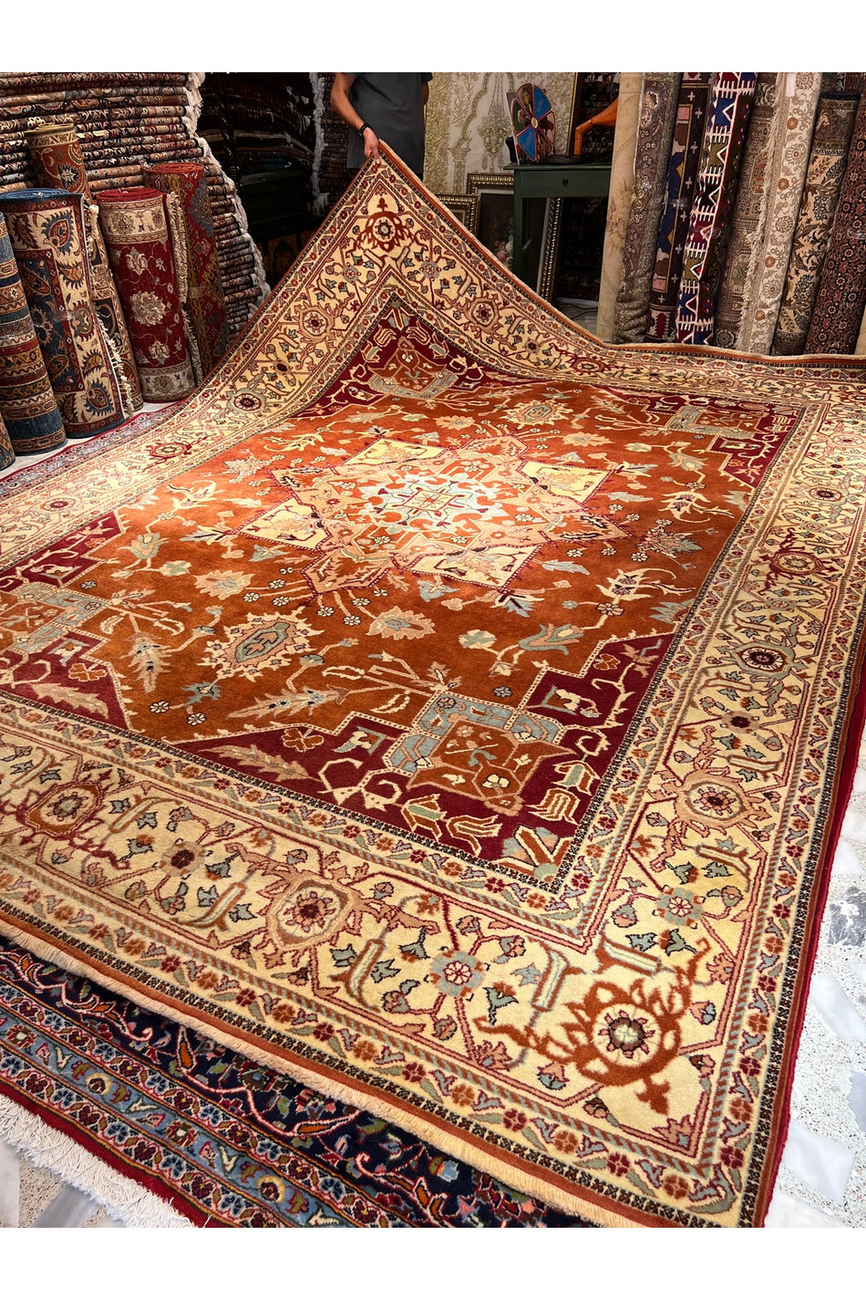 RD RAMAZAN DAG Hand Rug Art Hand-Woven Kula Rug Heriz Design 366x275