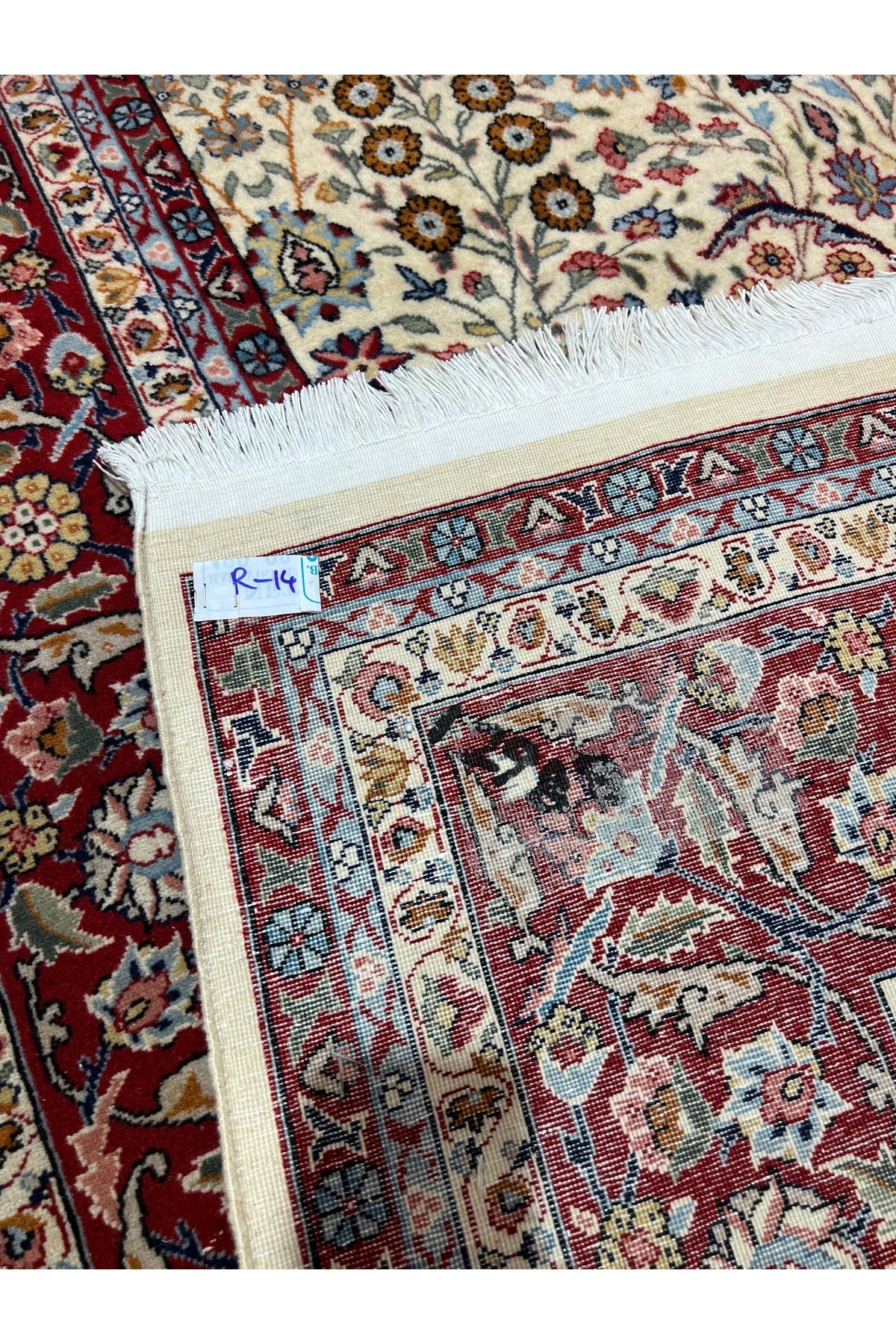 RD RAMAZAN DAG Hand Rug Art Hand-Woven Sumerbank Hereke Rug Signed Seven Mountains Flower Design Size 276x200 - MALLTURK