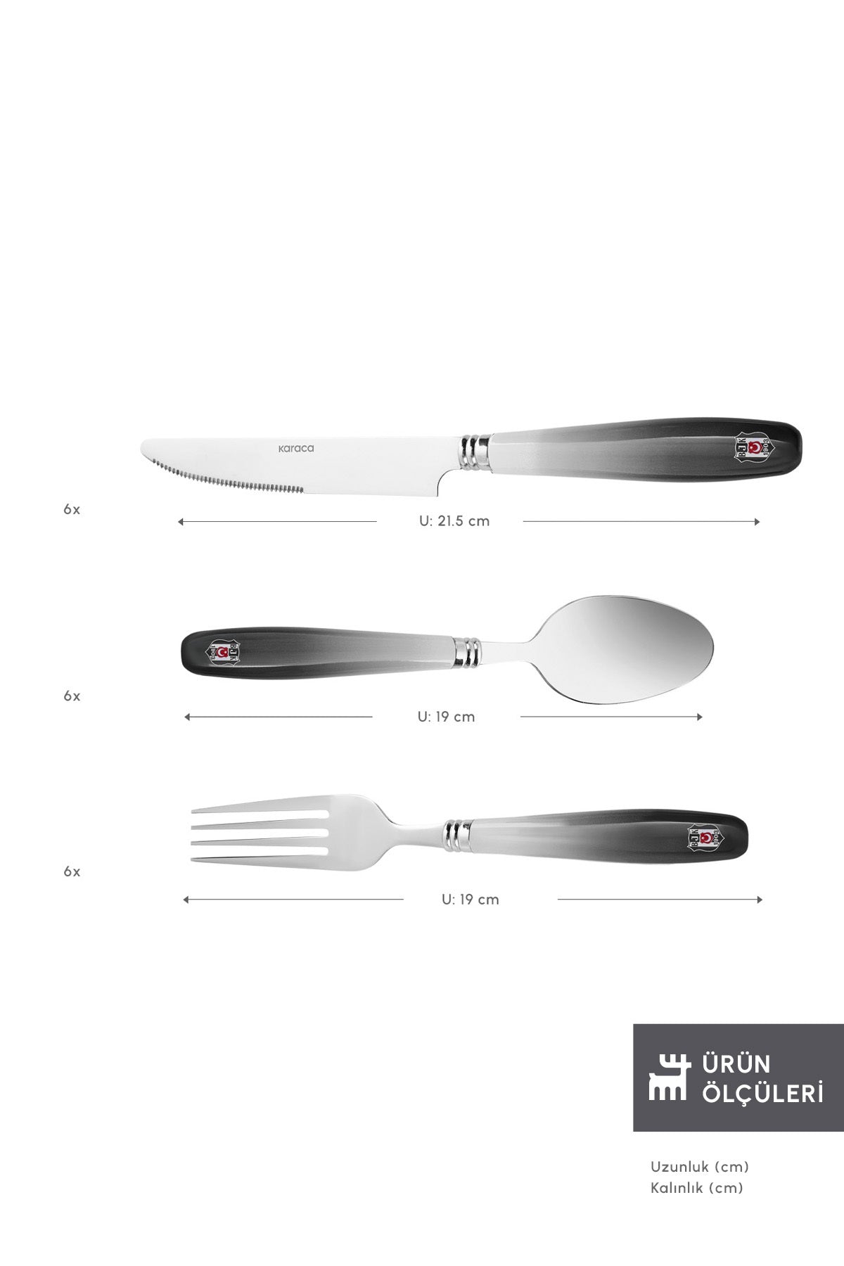 Karaca x besiktas lisansli 18 Piece 6 Place Setting Flatware Set - MALLTURK