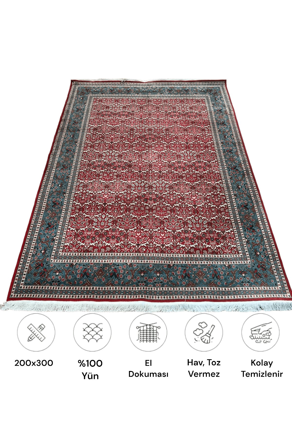 SIRVAN Rug Hand-Woven Hereke Rug - 200x300 - MALLTURK