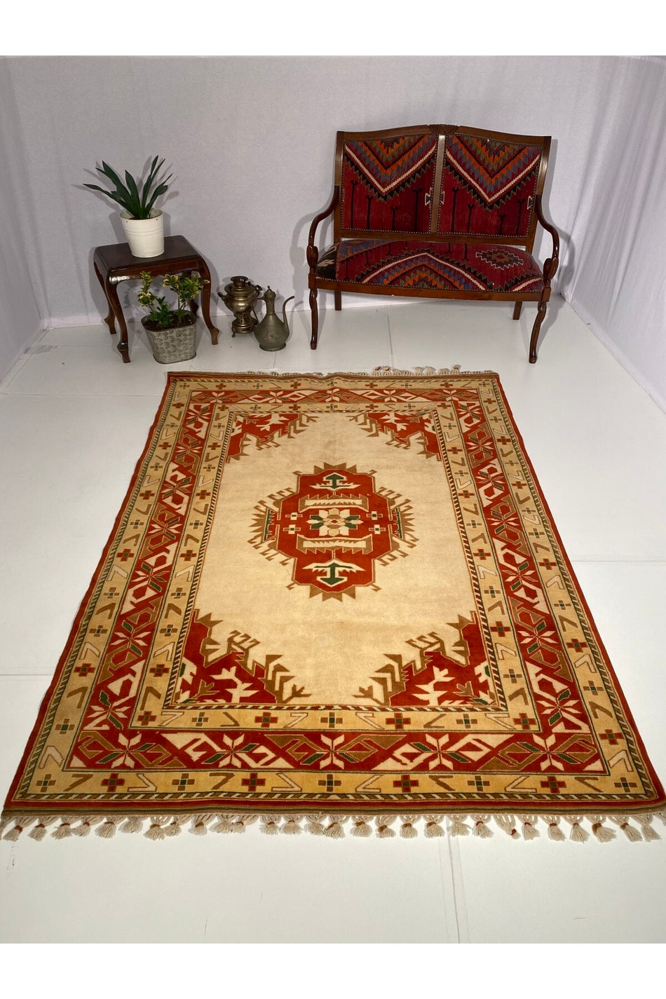 Sirvan Hali Colorful Handwoven Antique yoruk Carpet 167 x 217 - MALLTURK