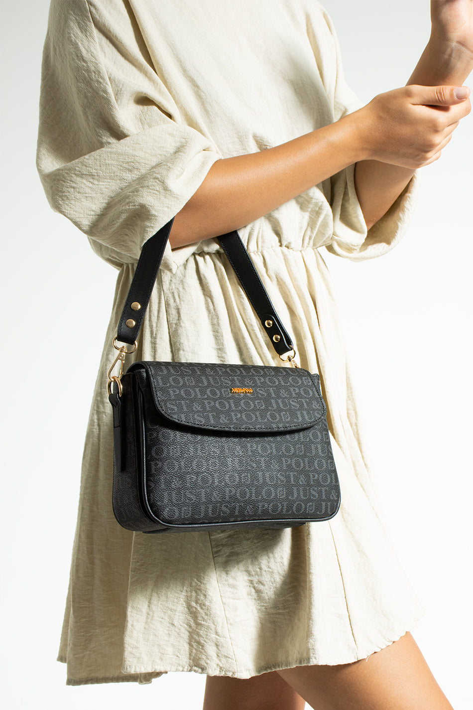 Just Polo Women's Shoulder Bag New Season Fabric MRC Black - MALLTURK