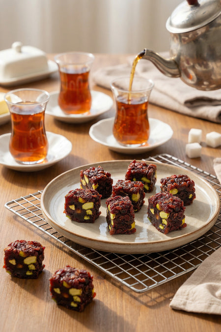 Vassav with Barberry Pomegranate Flavored Pistachio Turkish Delight 500gr - MALLTURK