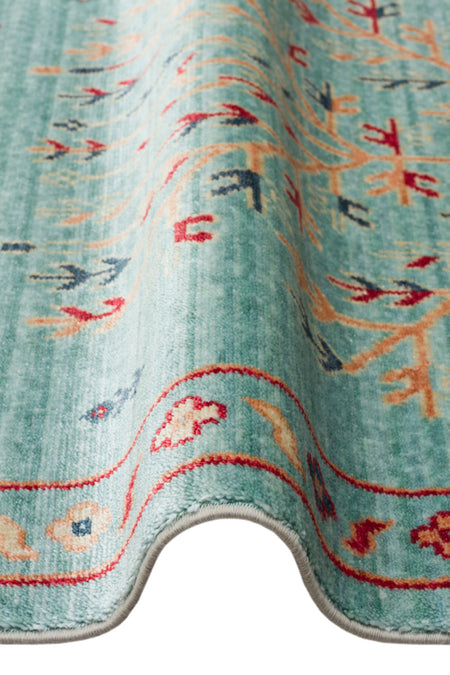 Nesem Hali Boutique EKOHali Zara ZR 22 Turquoise is a special loom rug shaped by the intensive handiwork of women from Usak. - MALLTURK