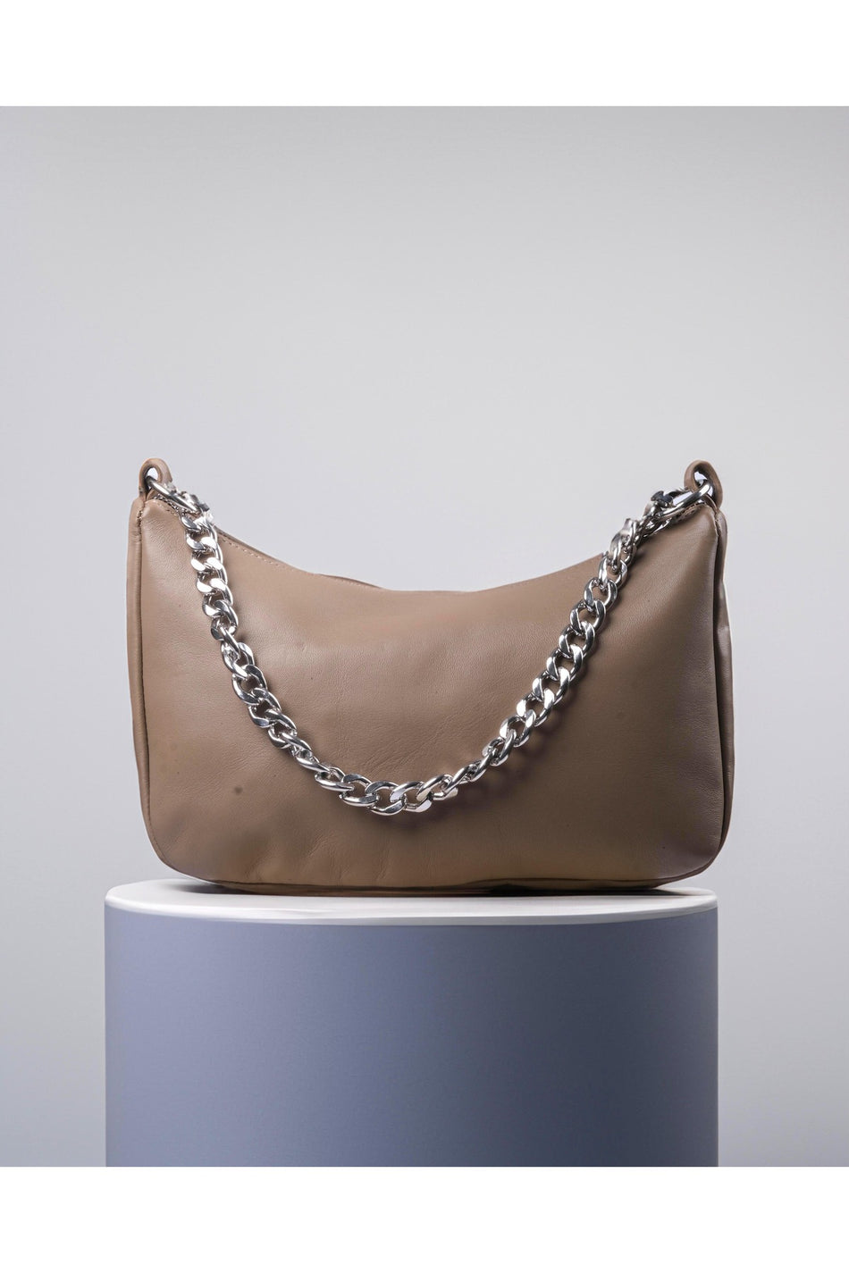 Fubileather Genuine Leather Women's Mink Baguette Bag Brown