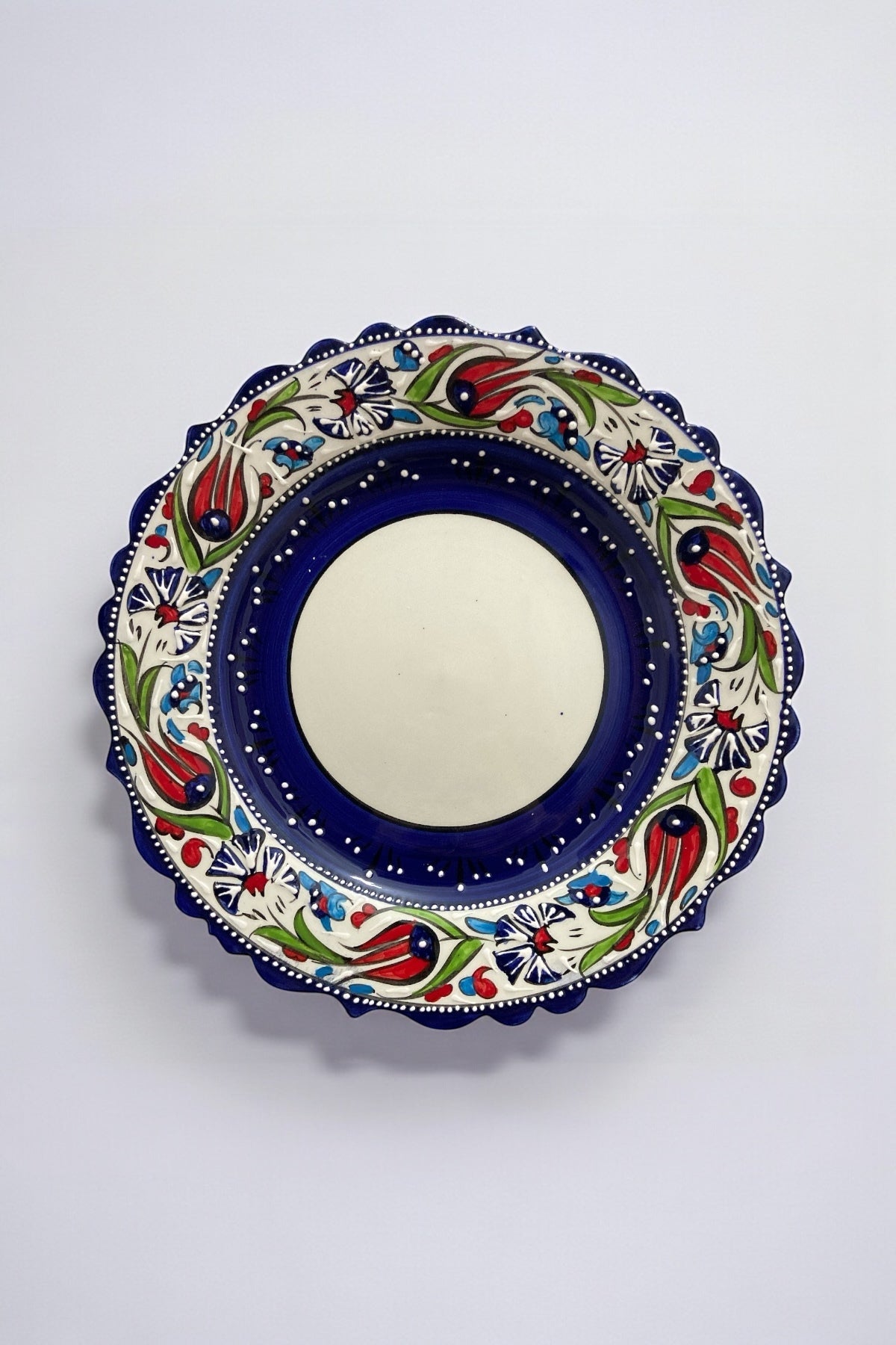 STORESZA Handmade 25Cm Sable Craftsmanship Lale Patterned Blue Tile Fotograf Plate - MALLTURK