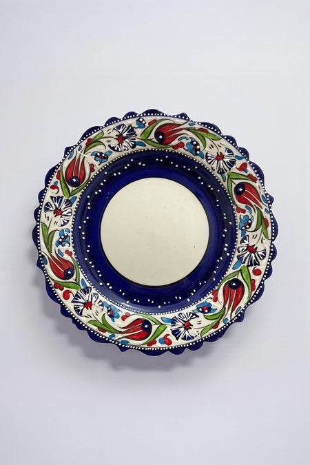 STORESZA Handmade 25Cm Sable Craftsmanship Lale Patterned Blue Tile Fotograf Plate - MALLTURK