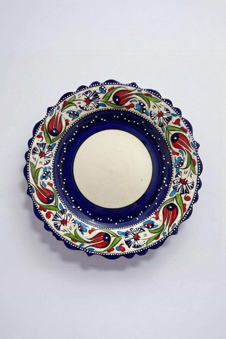 STORESZA Handmade 25Cm Sable Craftsmanship Lale Patterned Blue Tile Fotograf Plate - MALLTURK
