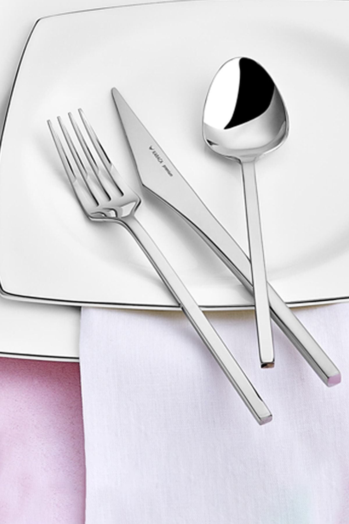 Karaca way 316 Steel 84 Piece 12 Place Setting premium Flatware Set Boxed - MALLTURK