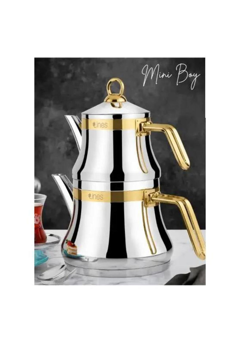 Lines NAZ TEAPOT WiTH GOLD BELT, SiZE 2 (MiNi) - MALLTURK