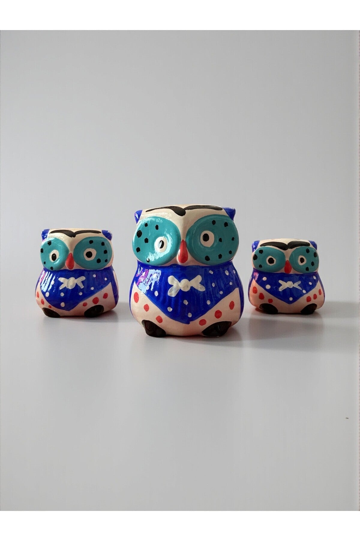 YOOS Handmade Brush Craftsmanship Ceramic 3-Piece Owl Set - MALLTURK