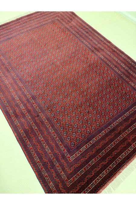 Afghan Rug Hand-Woven Hojanosrai Design 100% Wool Natural Dye
