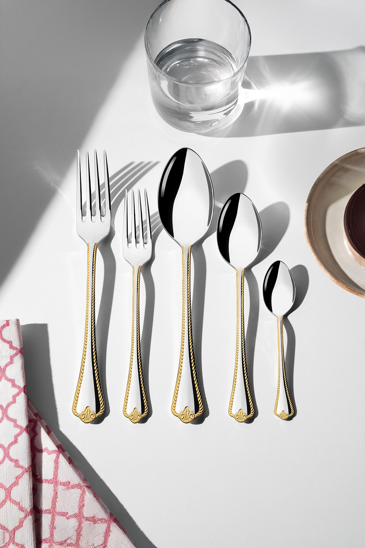 Nehir fulya altin Plain 12 Place Setting 60 Piece Boxed Fork Spoon Set - MALLTURK