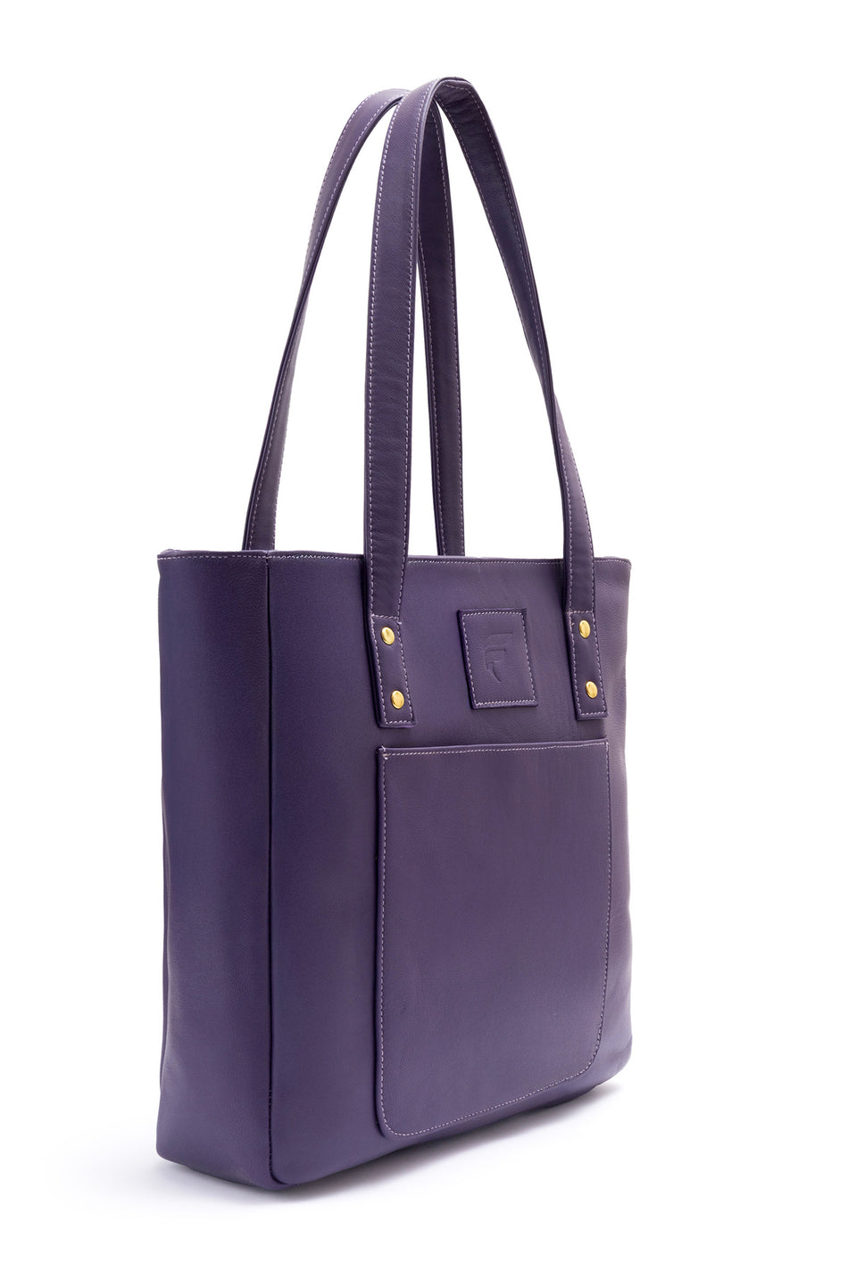 Fubileather Genuine Leather Medium Tote Bag Shoulder and Arm Bag Purple
