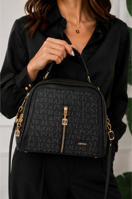 Just Polo Original Women's New Season Luxury Soft Leather Adjustable Crossbody Stylish Hand and Shoulder Bag Black - MALLTURK