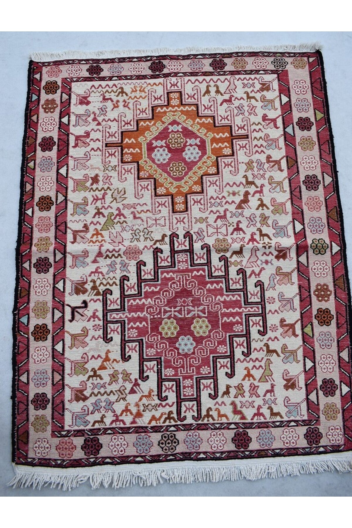 UCAN Rug Hand-Woven Silk Soumak Kilim - MALLTURK