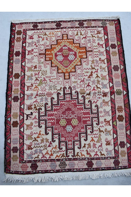 UCAN Rug Hand-Woven Silk Soumak Kilim - MALLTURK